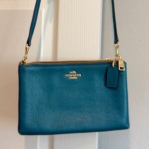 Coach Leather Crossbody Bag Teal Blue